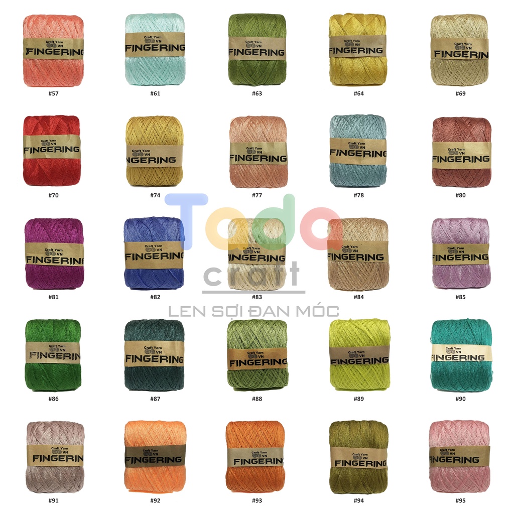 Sợi Cotton Bóng Fingering 100gr Craft Yarn VN (50 màu)