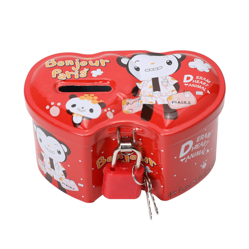 Cute Steel Tin Money Box With Lock and Key Gift Coin Box For Kids ...