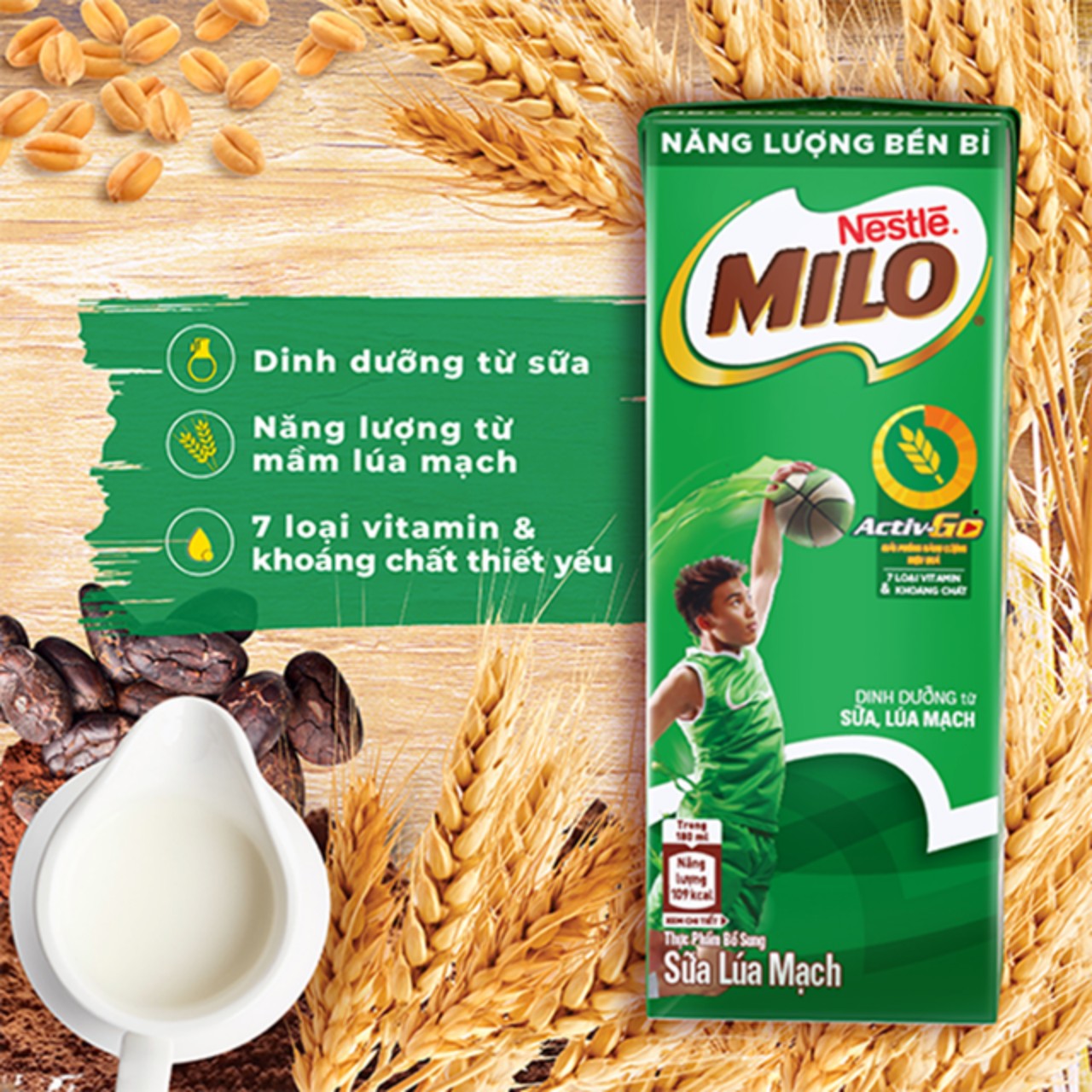 Sữa lúa mạch Nestlé Milo thùng 48 hộp x 180ml