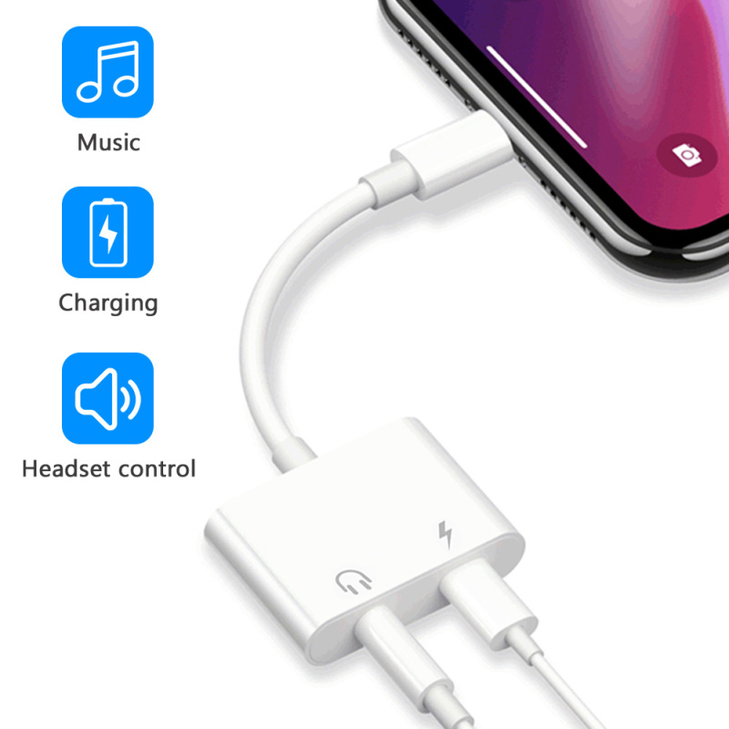 Mobile Audio Adapter 3.5mm Jack Headset Charging Connector Adapter Cable For Iphone