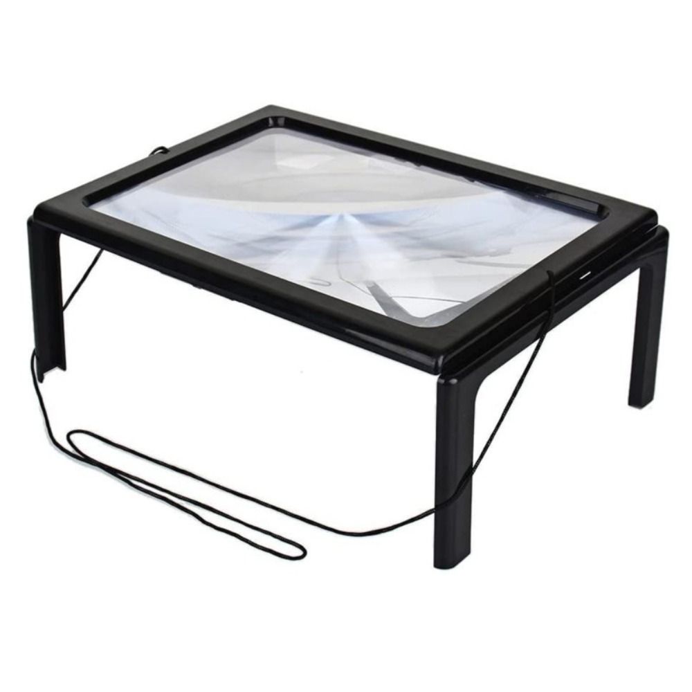 Duere có thể gập lại kính lúp đọc sách 3x đầy đủ trang 4 đèn led di động kính lúp để bàn bền lớn kính lúp led a4 sách đọc