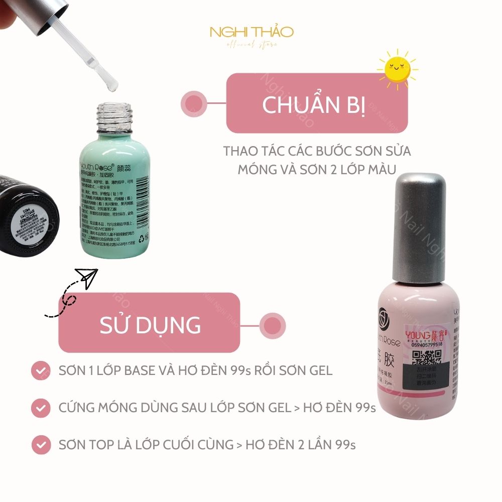 Base hoa hồng liên kết móng 15ml