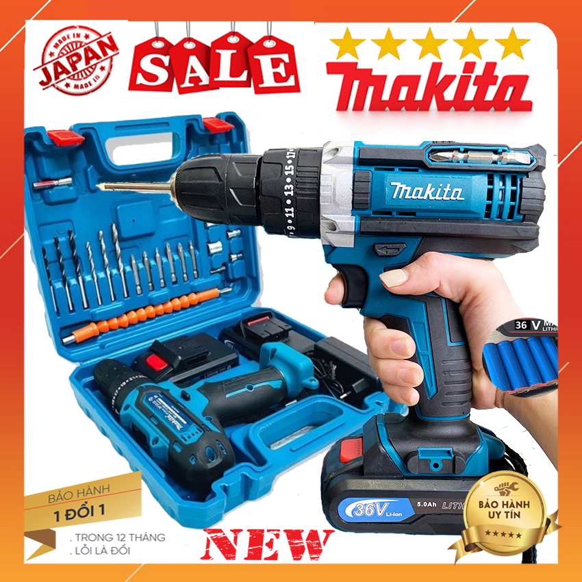 [MIỄN SHIP] MÁY KHOAN PIN 36V TẶNG KÈM BỘ 24 PHỤ KIỆN - MÁY KHOAN PIN MAKITA MÁY KHOAN BÚA, ĐẦY ĐỦ PHỤ KIỆN  - BẢO HÀNH 12 THÁNG