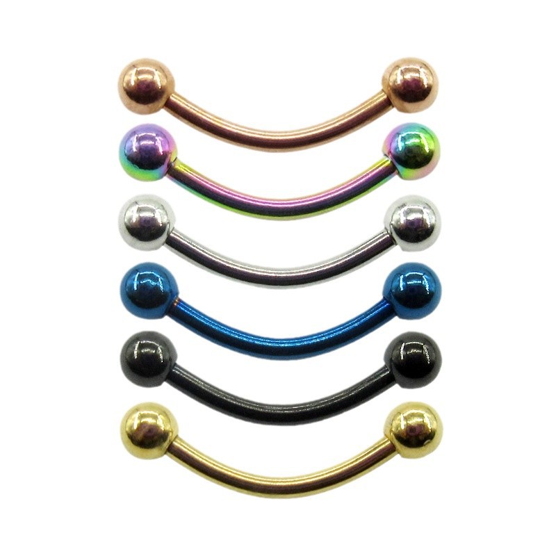 【Essential Good Item】Meijiao stainless steel eyebrow nail human body piercing eyebrow ring steel ball curved rod eyebrow decoration banana ring jewelry.