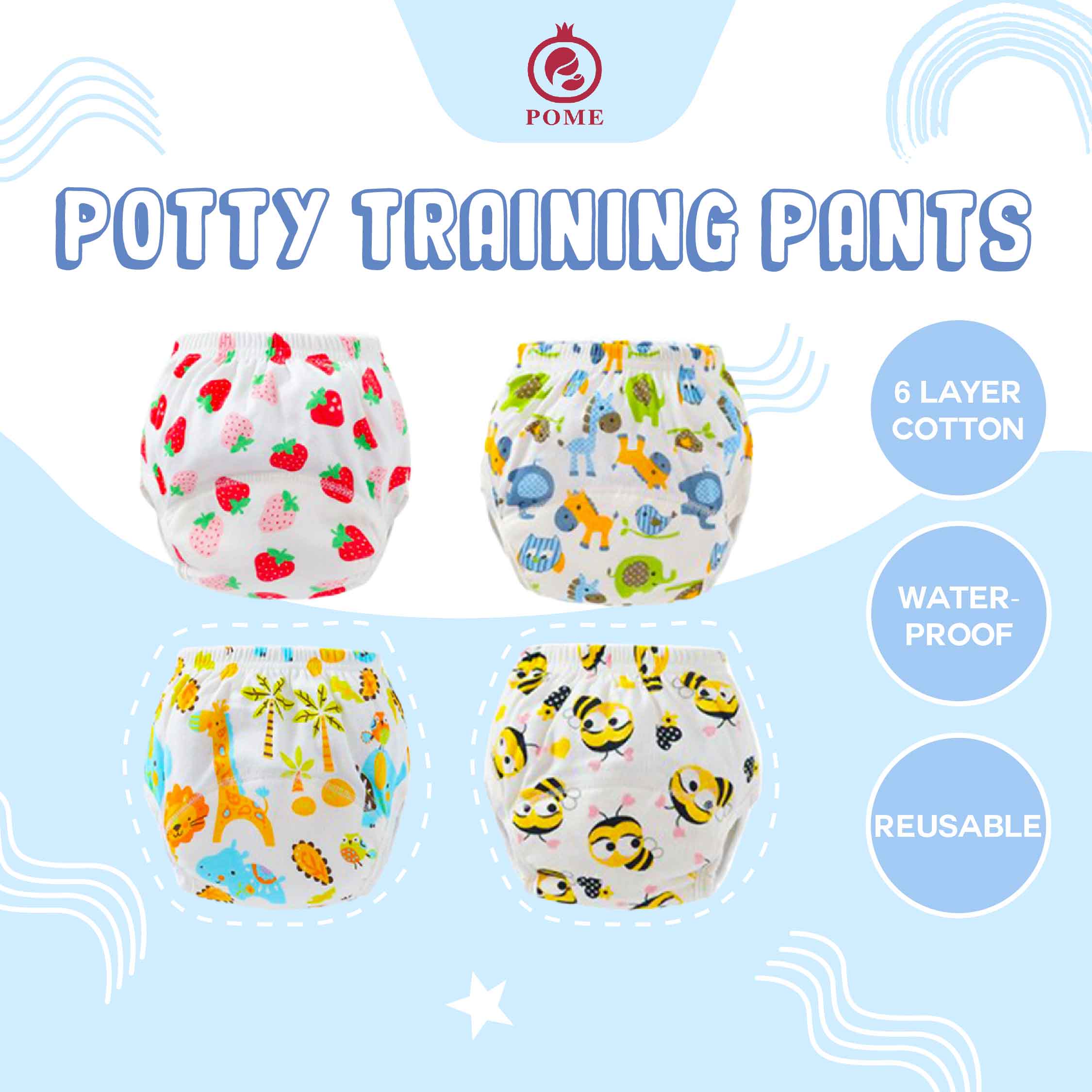 6 Layers Hygienic Training Pants Baby Seluar Bayi Toddler Child Learning  Potty Underwear Cloth