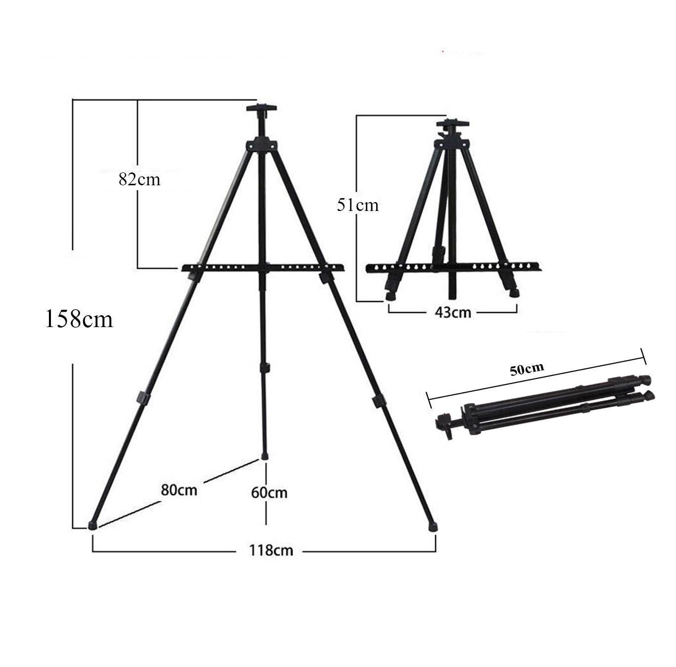 Portable Adjustable Metal Sketch Easel Stand Foldable Travel Easel Aluminum  Alloy Easel Sketch Drawing For Artist