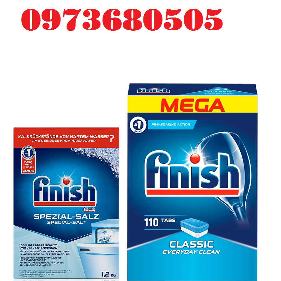 Combo Viên Finish 110v + muối rửa bát finish 1.2kg