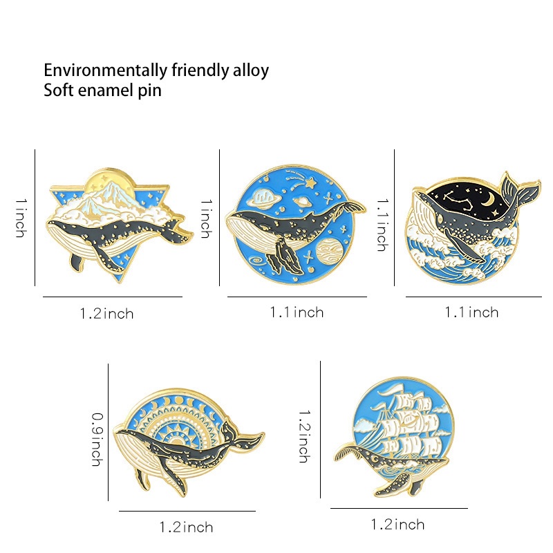 Pin cài áo cá voi và đại dương - GC419