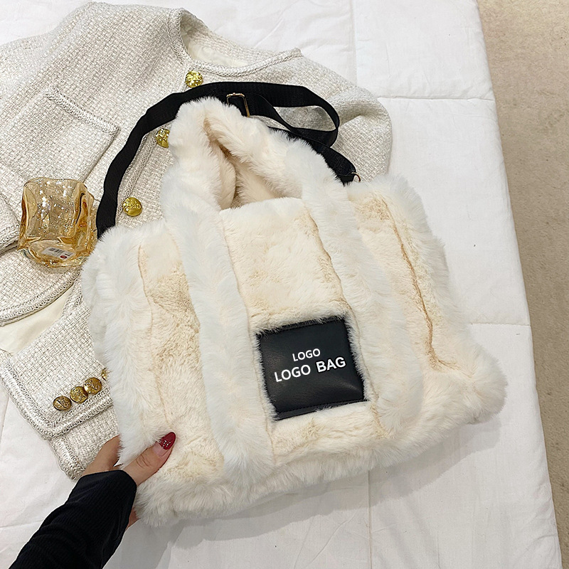 C&K Women's Shoulder Bag New Plush Handbag Simple and Versatile Crossbody Bag