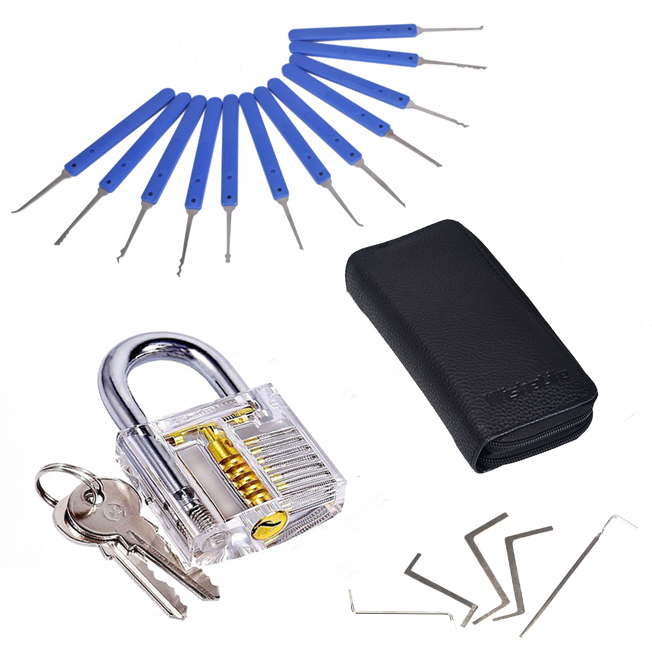 【TopazTrove】Locksmith Hand Tools Supplies Lock Pick Set Transparent ...
