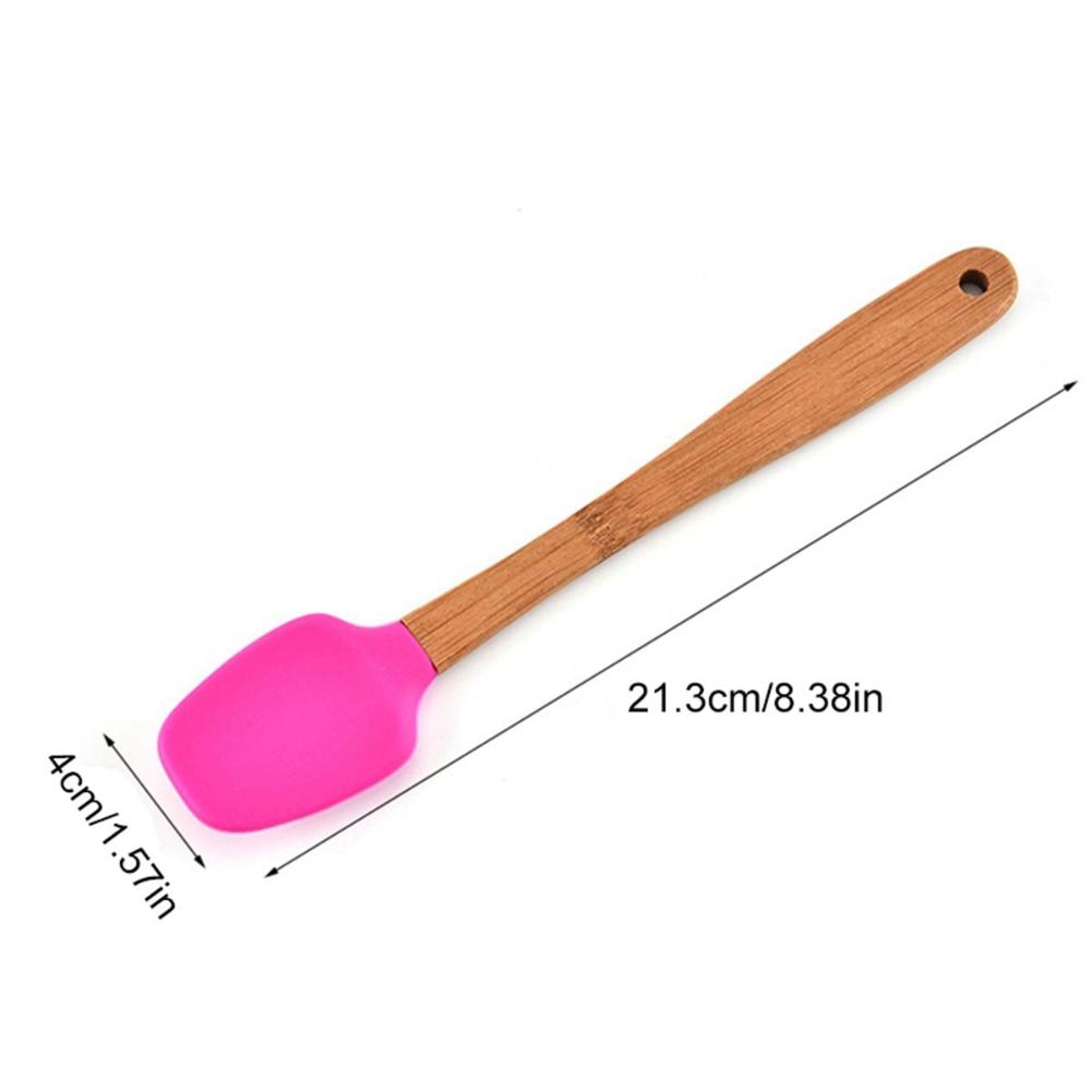 DKVNK Cookie Pastry Wooden Handle Mini Non-stick Silicone Brush Cake Scraper Baking Tools Spatula