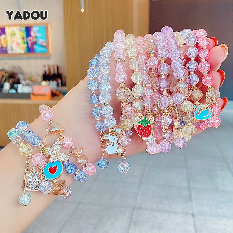 YADOU Cartoon children s bracelet Princess glass beads Cute girl baby