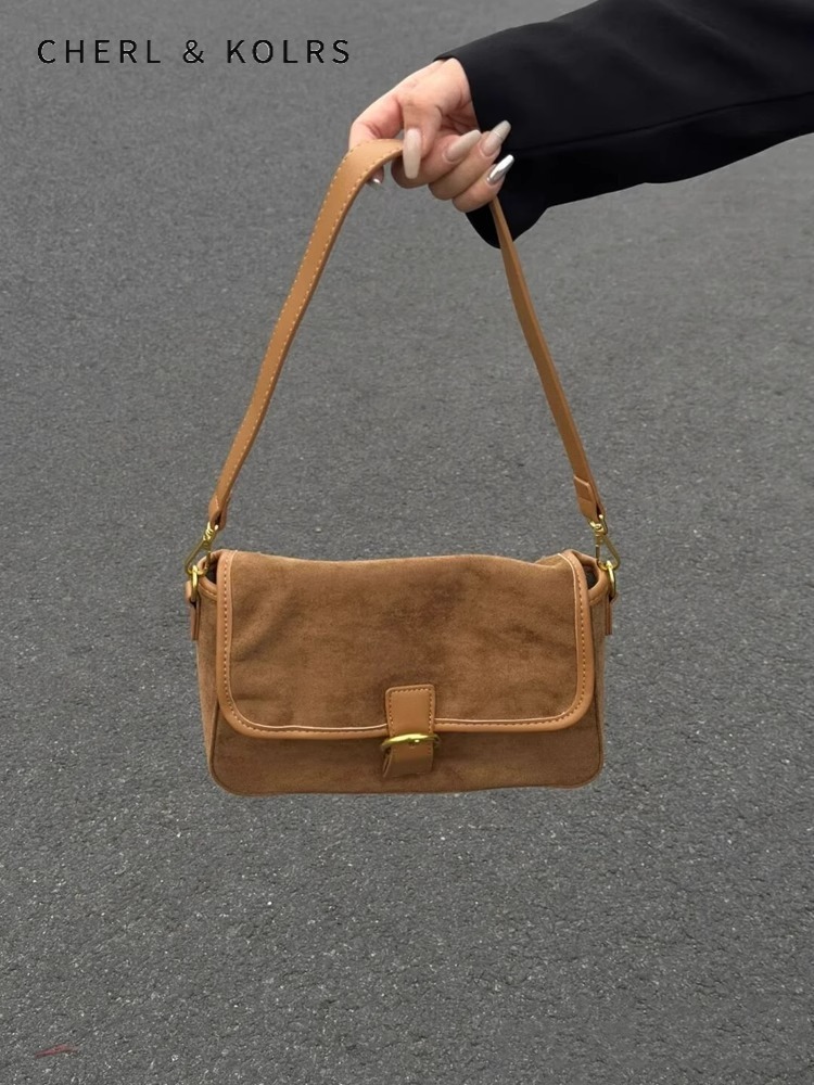 C&K Niche designer retro high-grade texture suede handbag