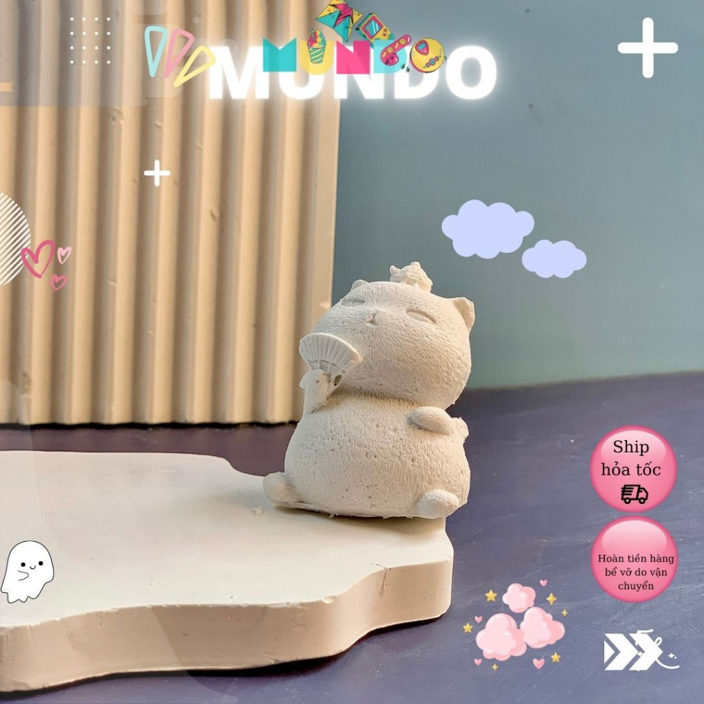 Tô tượng thạch cao mèo hoàng cung mini size xs,tượng thạch cao mundo