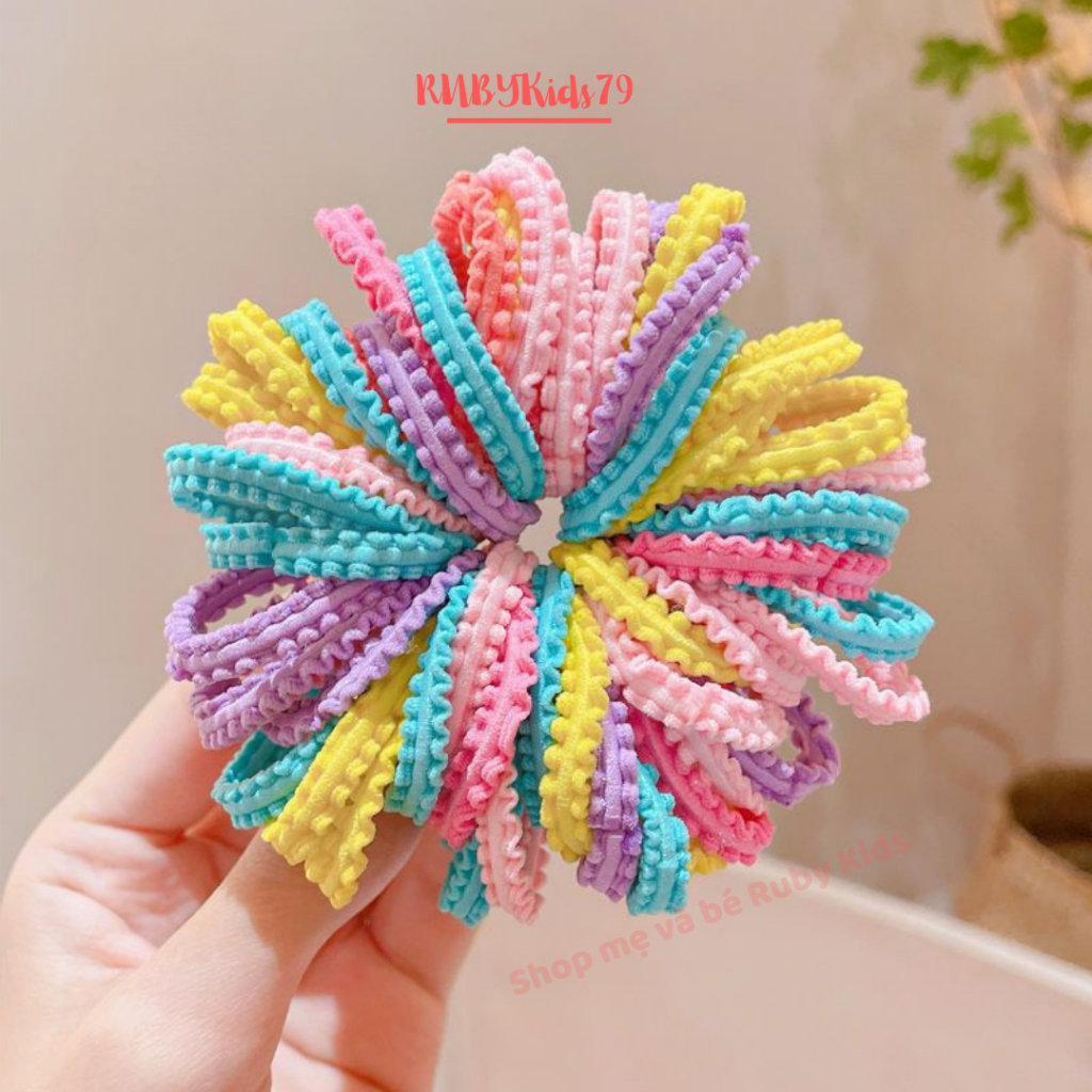 Set 50 sợi dây cột tóc cho bé, chun buộc tóc cho bé dễ thương nhiều màu sắc - rubykid79
