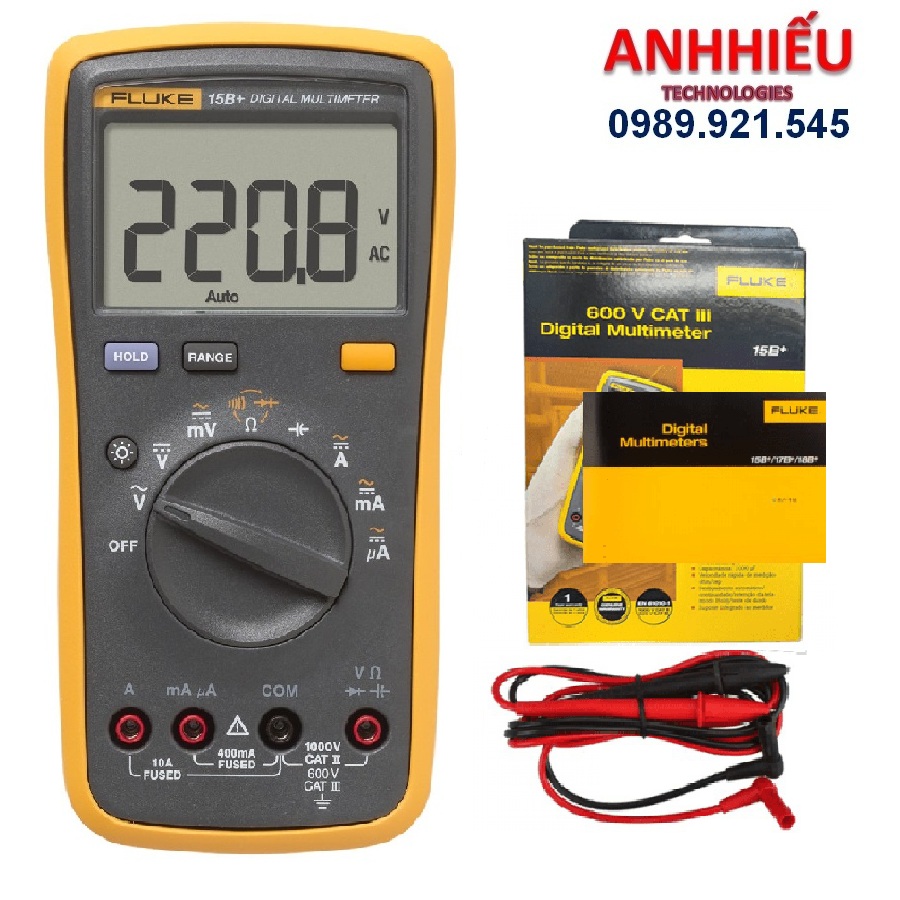 [chính hãng] Đồng hồ vạn năng FLUKE 15B+ Dây Taiwan