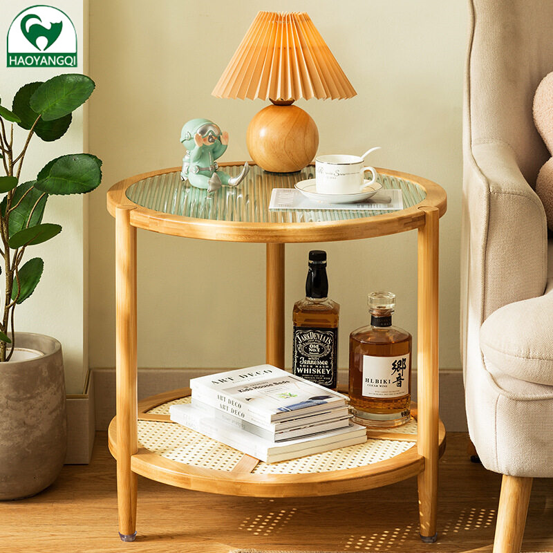 table Round coffee table Tea table simple Living room household manageability Tea table Light luxury modern Solid wood