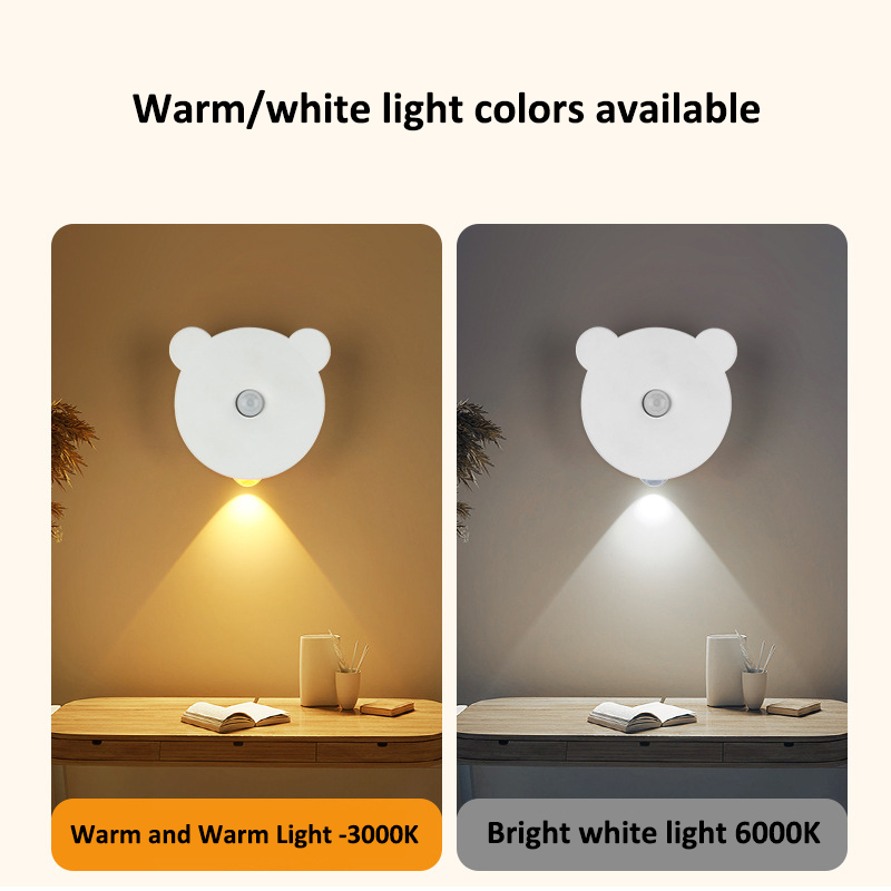 LED light wall lamp body sensor light USB rechargeable light bedside lamp bedroom light non-punching night light ambient light