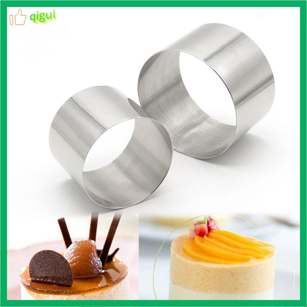 QIGUI Khuôn Làm Bánh Trang Trí Mới Khuôn Làm Bánh Vòng Mousse Tròn Bằng Thép Không Gỉ Mini
