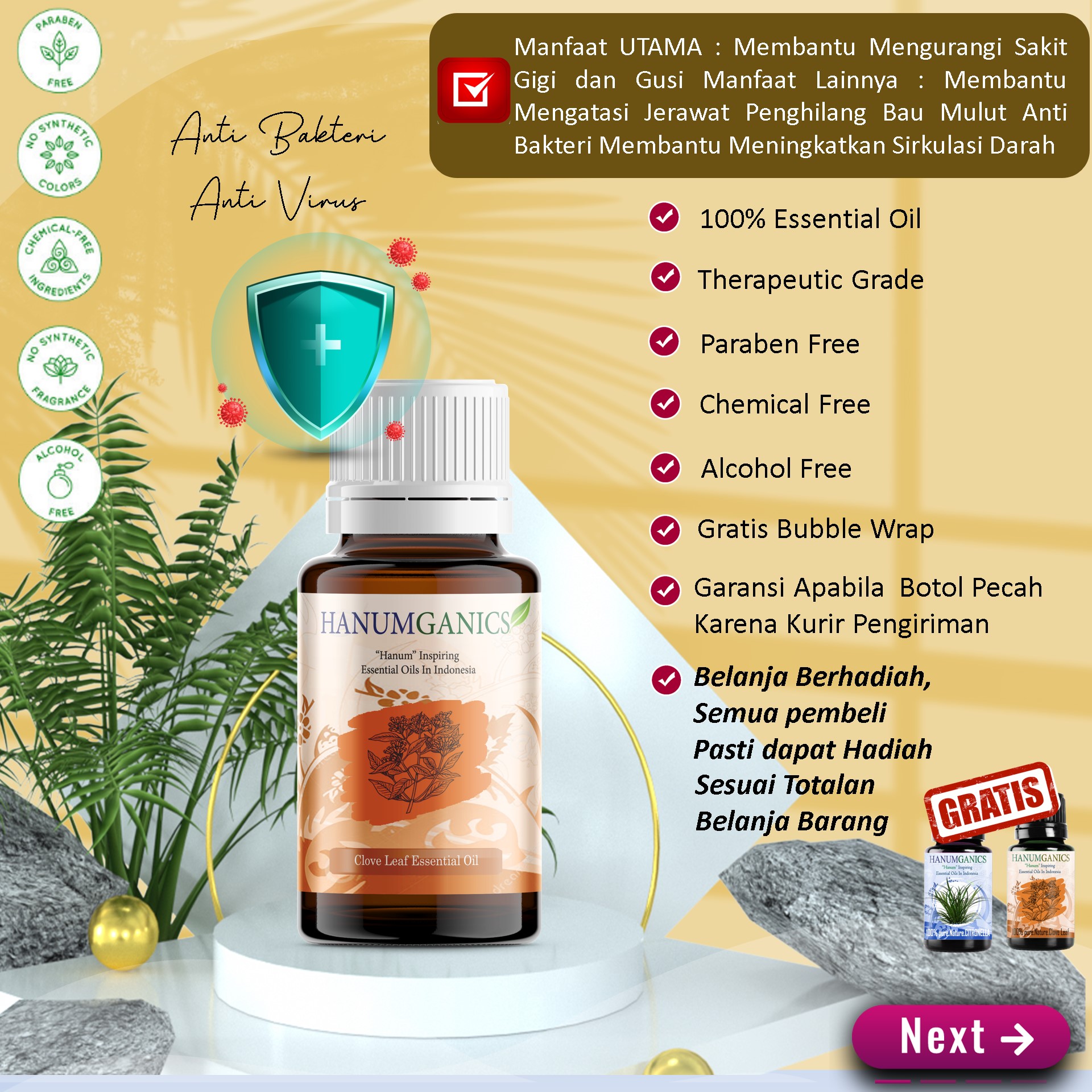 HANUMGANICS - CLOVE LEAF Essential Oil Minyak Daun Cengkeh Aromaterapi ...