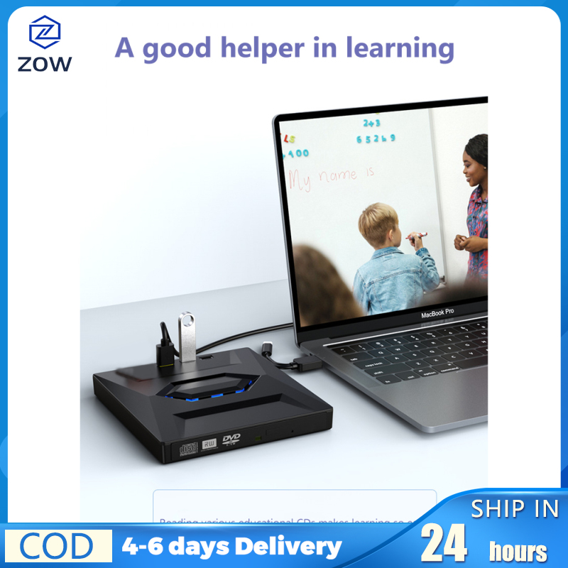 ZOW Mall Usb 3.0 Type-c External Optical Drive Cd Dvd Writer High-speed 5 In 1 Multi-functional Optical Drive For Laptop