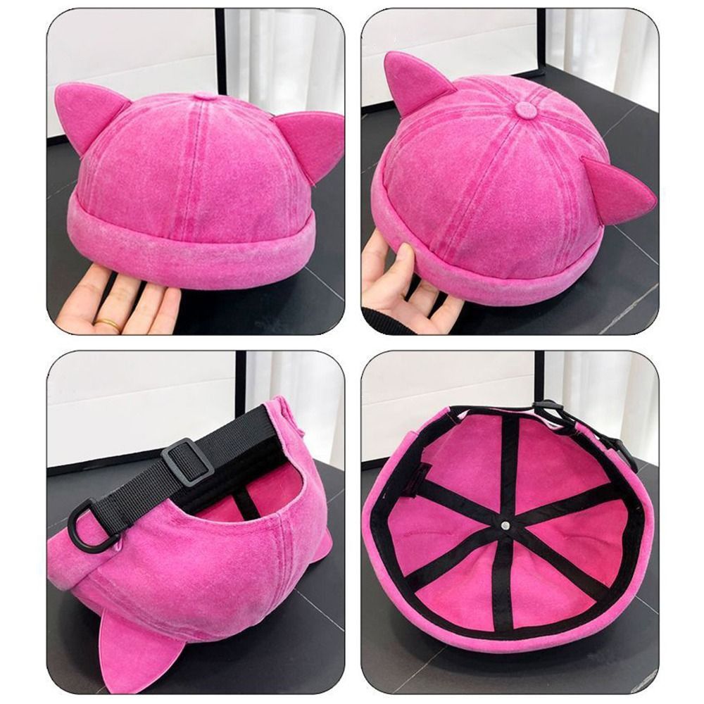 Fashion%20Cute%20Cat%20Ears%20Brimless%20Hat%20Adjustable%20Washed%20Old%20Solid%20Color%20Beanie%20Hat%20Sweet%20Breathable%20Bucket%20Cap%20Travel%20-%20Image%203
