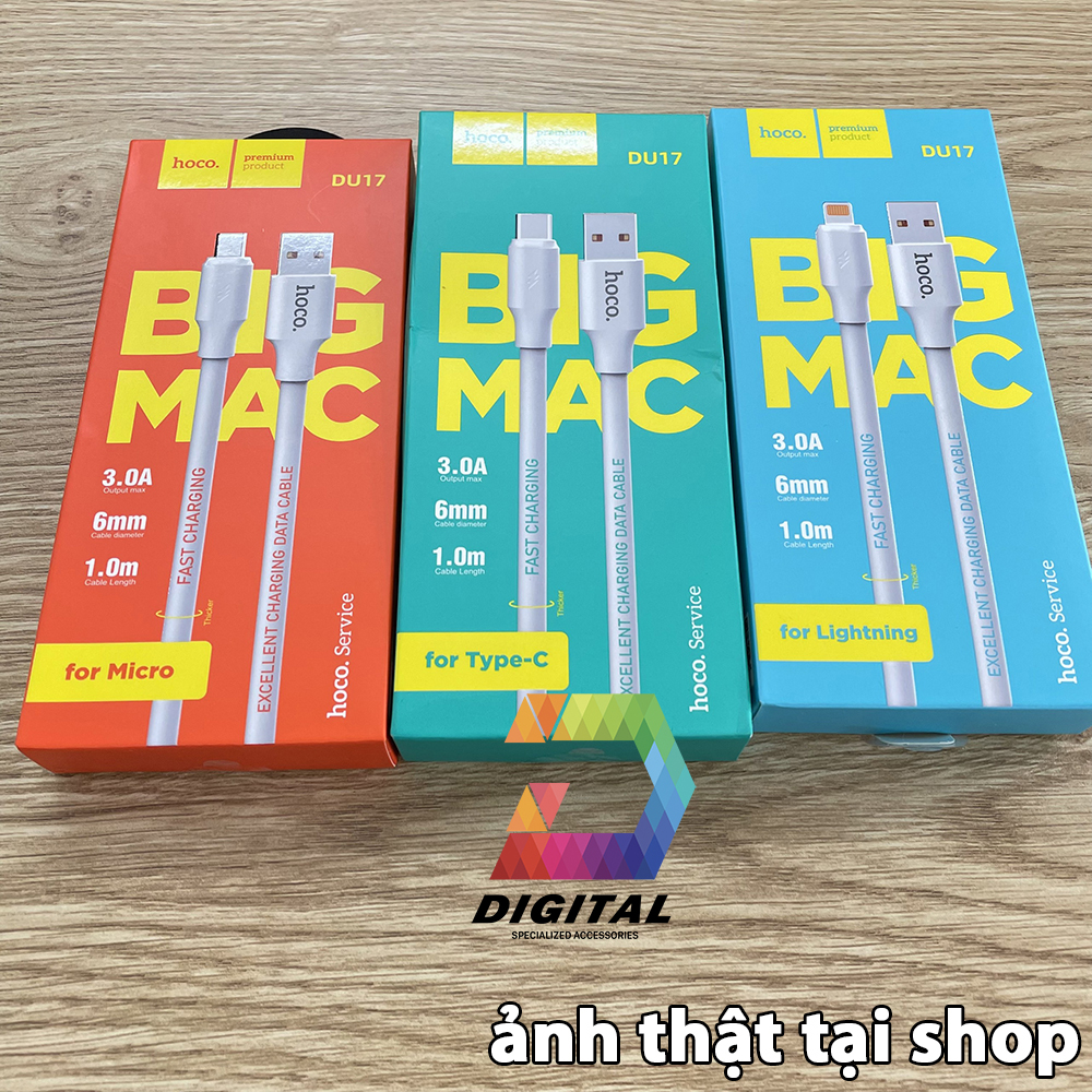 Cáp Sạc Nhanh Hoco DU17 Chính Hãng Dài 1 Mét ( iPhone, Type C, Micro )