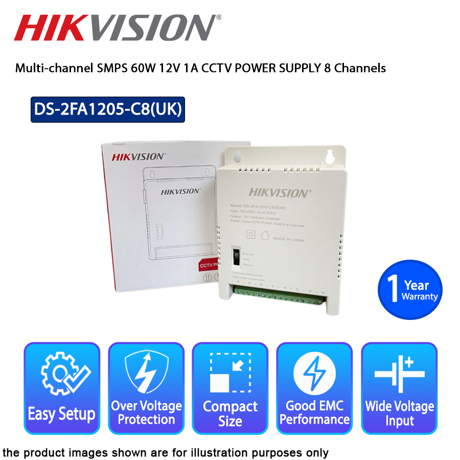 HIKVISION DS2FA1205C8(UK) Multichannel SMPS 60W 12V 1A CCTV POWER