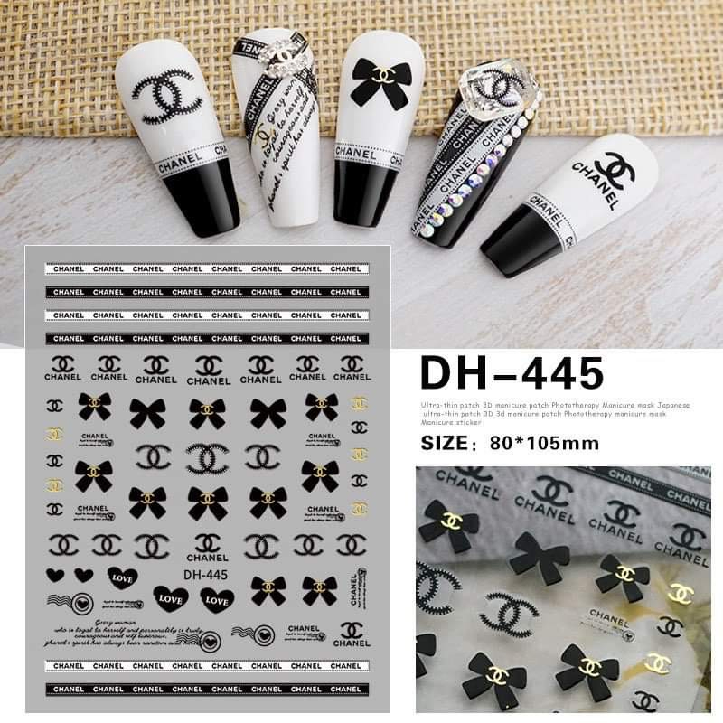 Sticker dán móng Thương Hiệu, Nơ, chữ