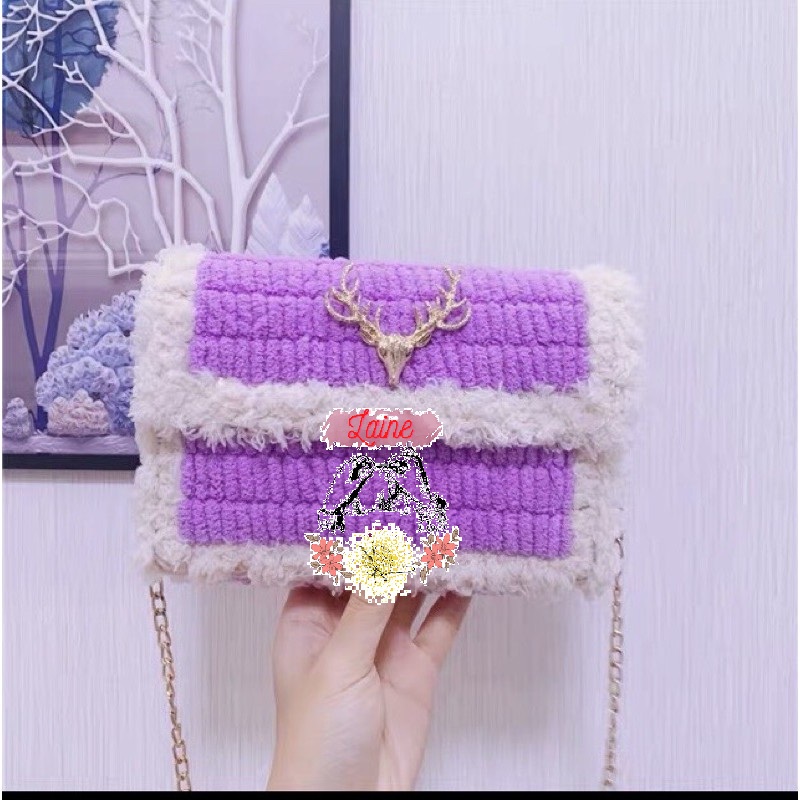 Set túi tự đan Nhung Xù đầu hươu nhiều màu