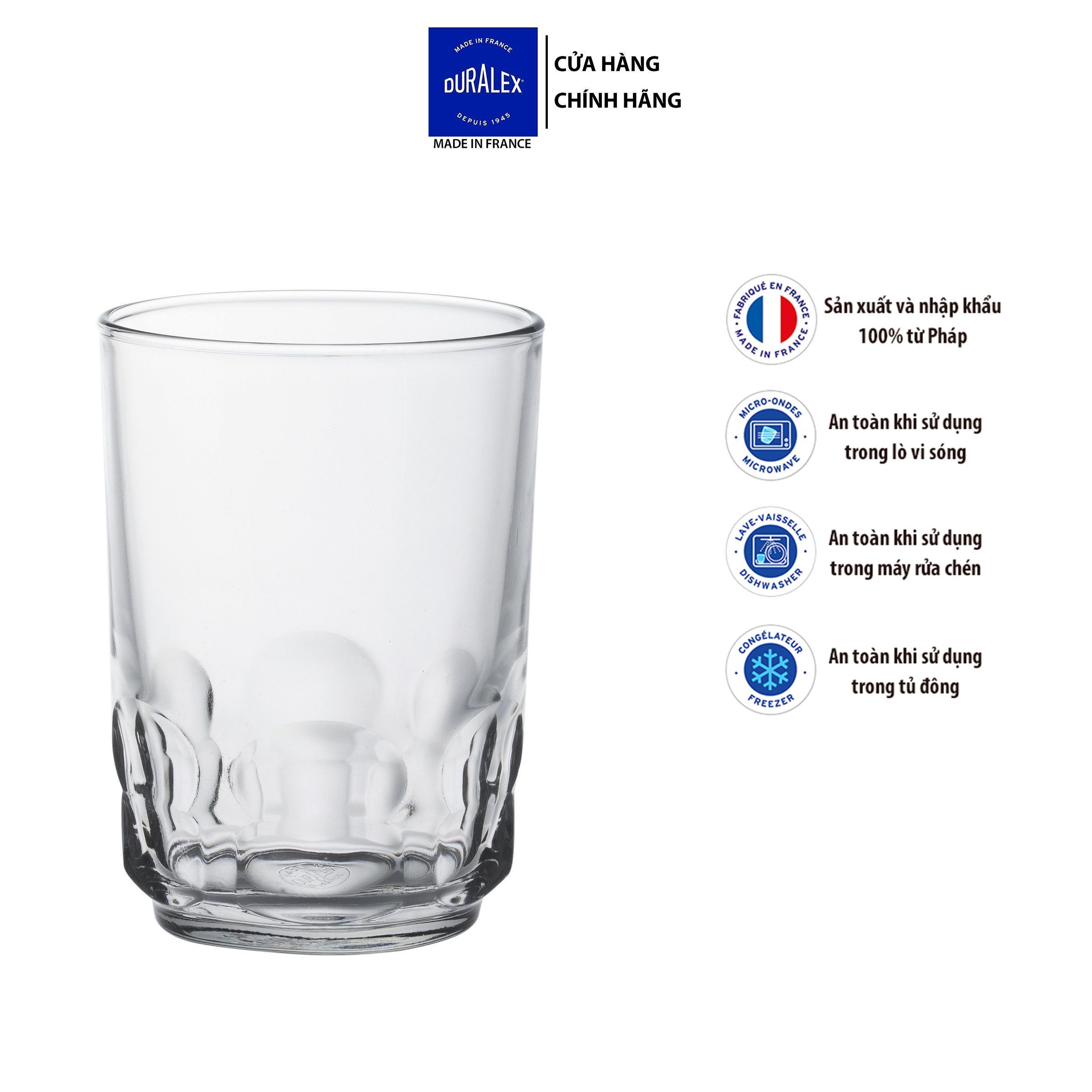 Set of 6 Duralex Made in France Hilal Clear Tempered Glass Tumbler 255ml
