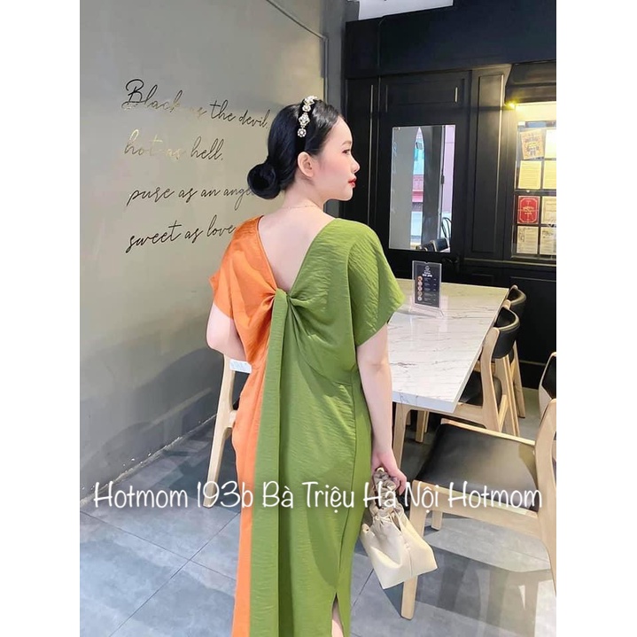 Đầm lụa phối màu mặc được 2 dáng