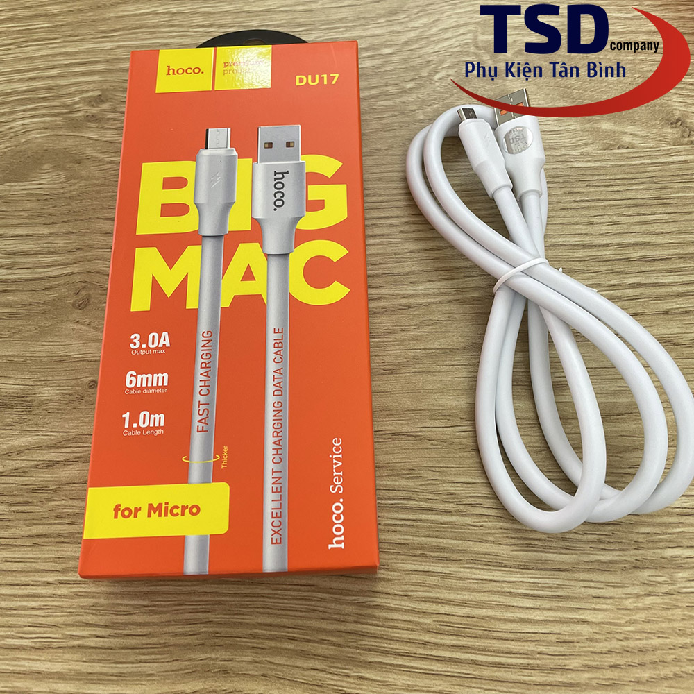 Cáp Sạc Nhanh Cổng Micro USB Hoco DU17 Chính Hãng Dài 1 Mét