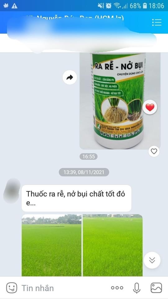 RA RỄ NỞ BỤI CHUYÊN LÚA CHAI 1L (Phân bón kích rễ, nở bụi lúa, xanh lá, cứng cây)