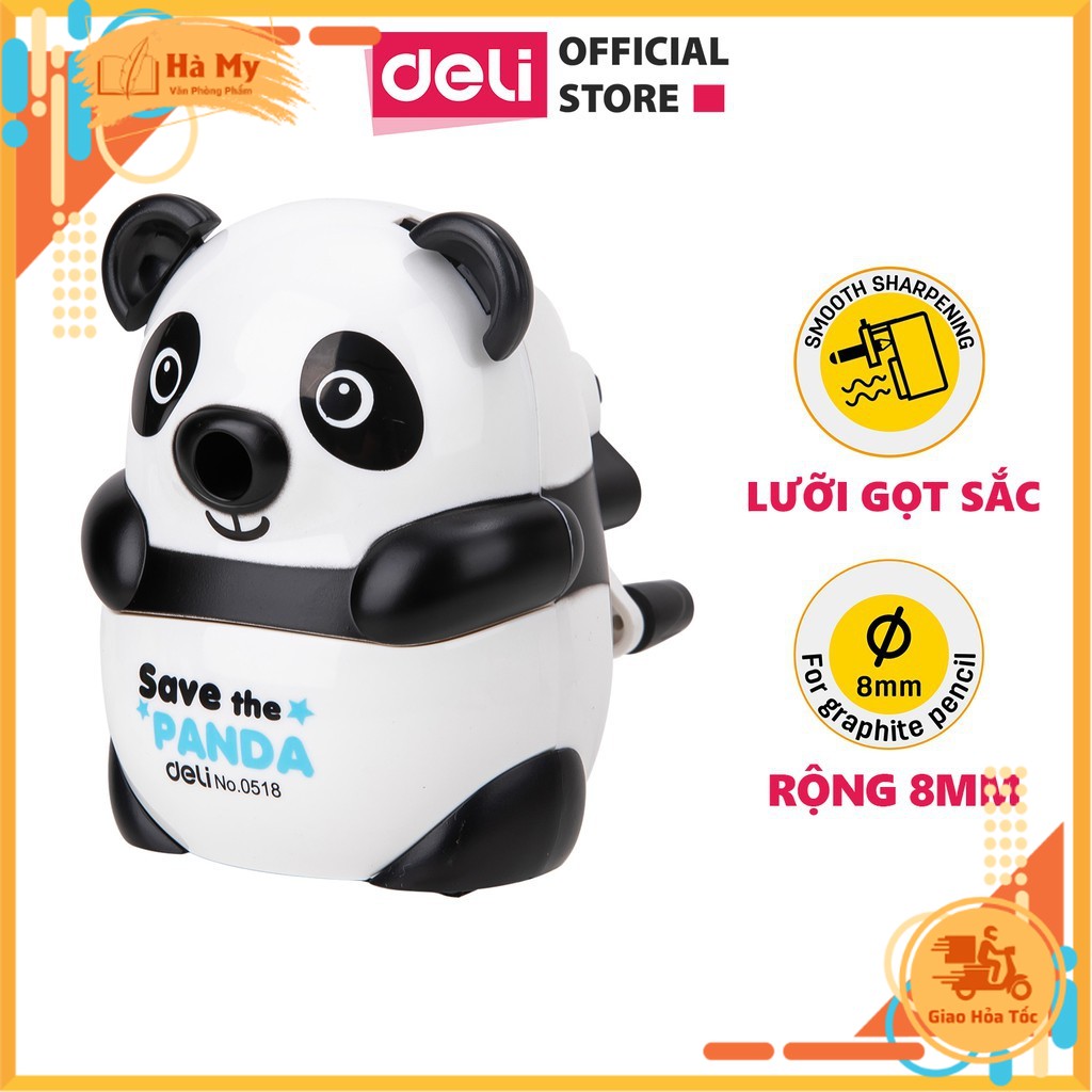 (1 Cái) Gọt chì quay tay Deli E0518 hình gấu trúc