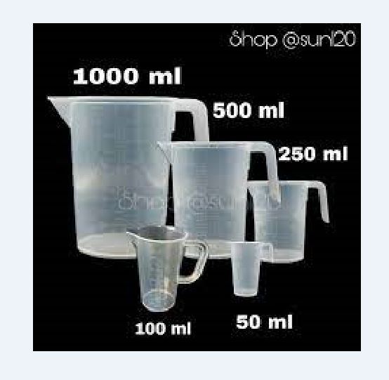Bộ 5 ca đong định lượng chia vạch nhựa gồm ca 50ml, ca 100 ml, ca 250 ml, ca 500 ml, ca 1l b05cd