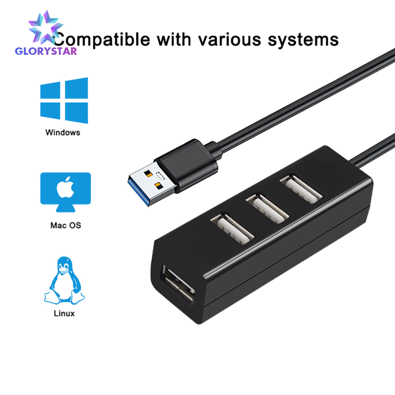Usb Hub 2.0 Multi Usb Splitter Usb 2.0 Hub 4 Port Multiple Expander Multi Splitter High Speed For Pc Computer Accessories