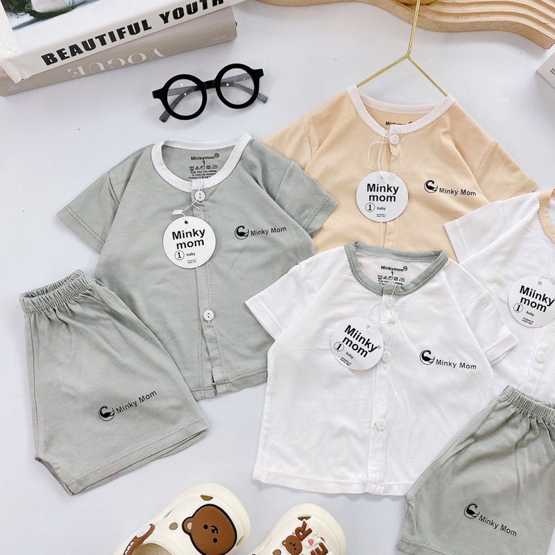Bộ sơ sinh ngắn tay thun lạnh Minkymom