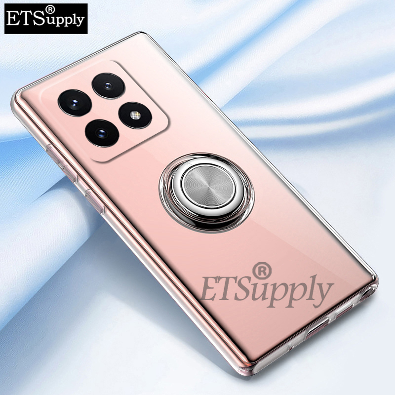 Phone case For Xiaomi 14T Soft Clear Transparent Car Adsorb Ultrathin Holder Ring Back cover Xiaomi 14T Pro.