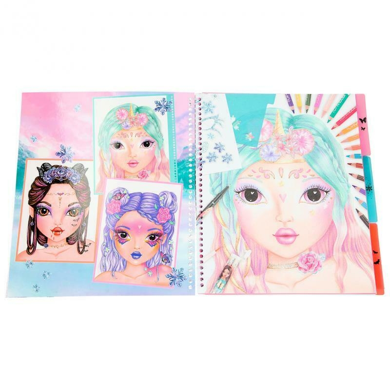 Vở thiết kế Create Your Fantasy Face Colouring Book Topmodel
