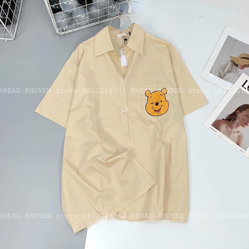 Áo sơ mi Bigsize thêu ngực gấu con (60-90kg) HT20