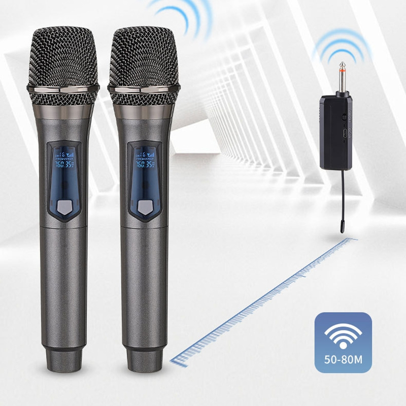 Mic-rô không dây kép cầm tay năng động Micro Karaoke với Receiver có thể sạc lại cho tiệc cưới