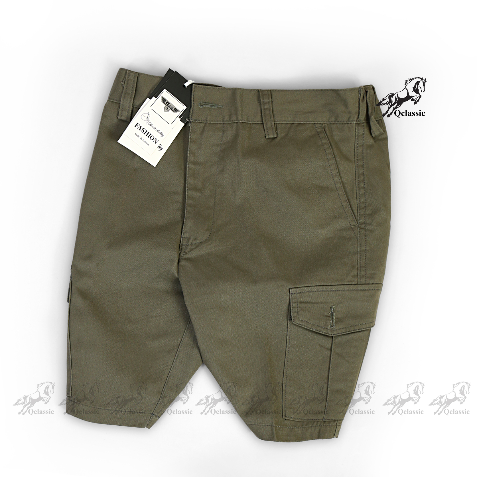 Quần short túi hộp lưng thun chất vải dày dặn mềm mịn