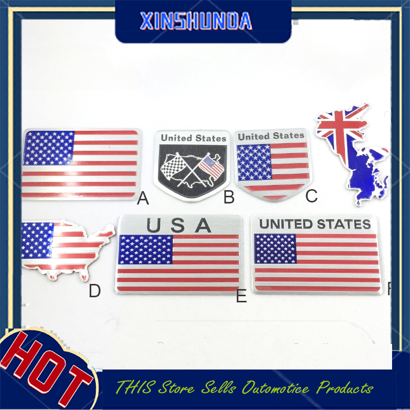 XSD 1 x Aluminum USA America National Flag Logo Car Auto Emblem Badge Sticker Decal