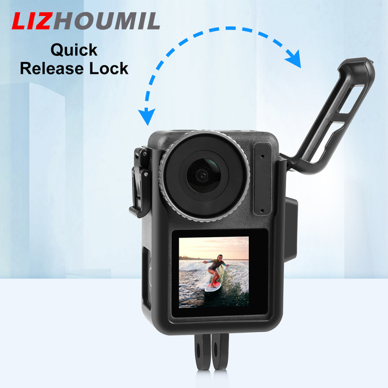 LIZHOUMIL Camera Frame Cage Action Camera Mount Housing Case Shell With Adapters Compatible For DJI Osmo Action 3 4