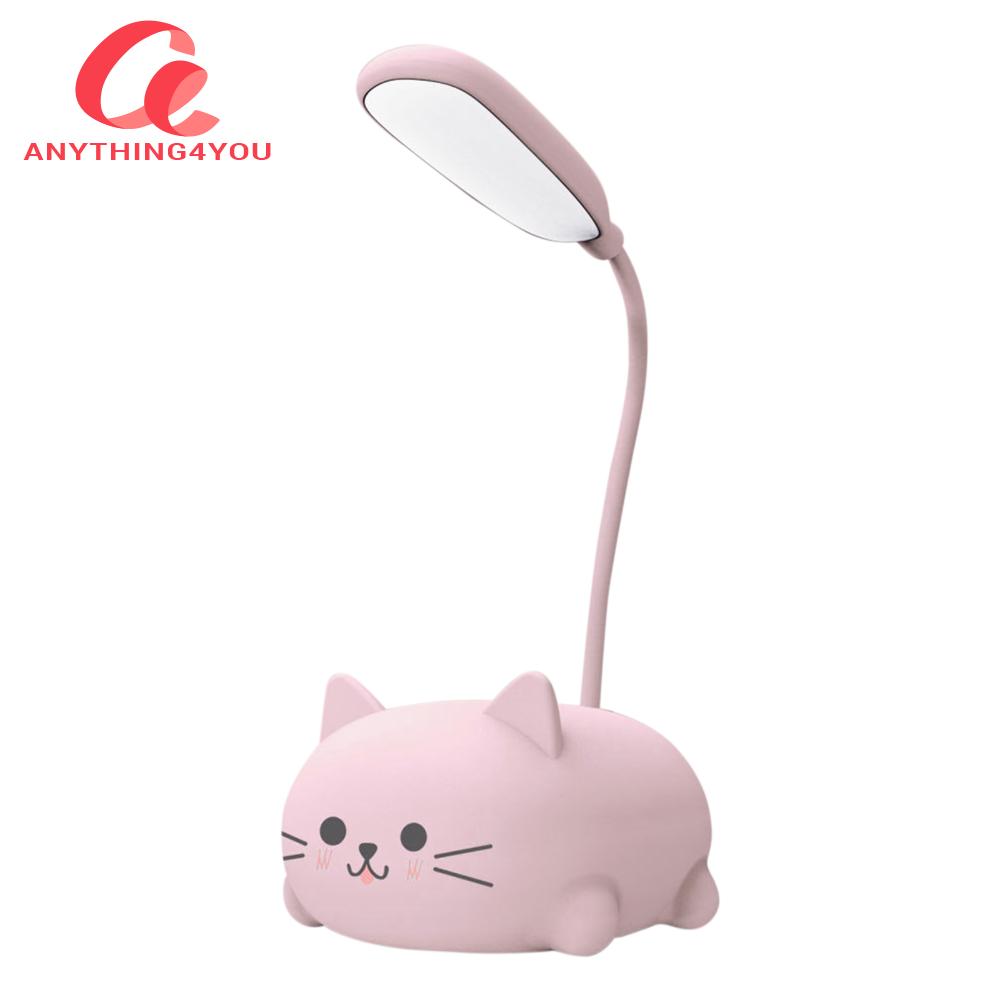 USB Student Learning Light Foldable Cute Cat Portable Lamp Rechargeable 400mAh Adjustable Gooseneck Kids Gifts for Bedroom Office