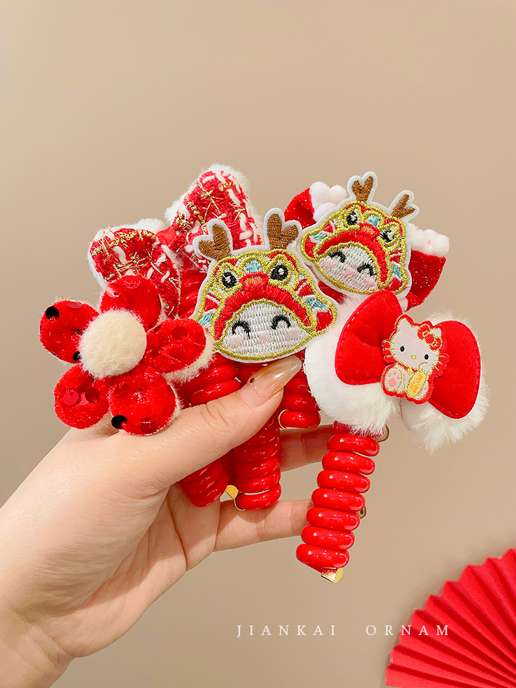 Băng đô cài tóc màu đỏ dễ thương cho bé gái