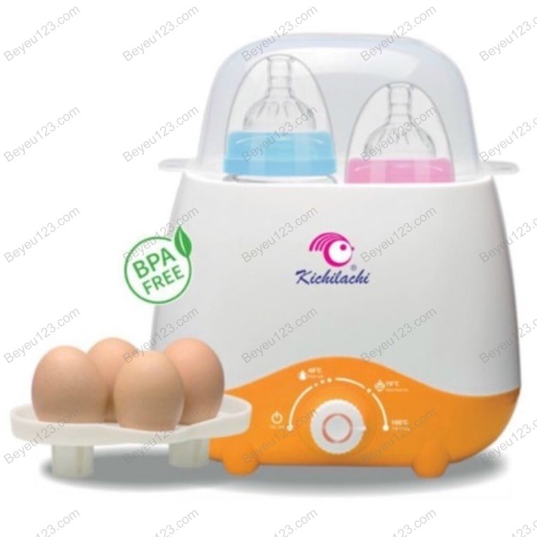 (Rẻ Vô Địch) Máy hâm sữa và tiệt trùng bình sữa 2 bình Kichilachi Kichi (Công nghệ Nhật)