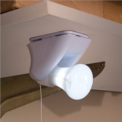 LED wall lamp/ Night Light, white shell, white lighting, Pull rope switch, Portable Wire LED Bulb, For Stairs, corridors, bathrooms, Bedroom, living room, interior lights, Use AAA battery power. 0.2 W