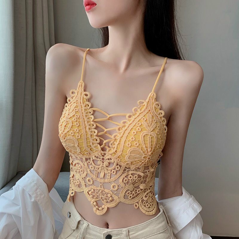 Áo bra 2 dây ren nổi cá tính